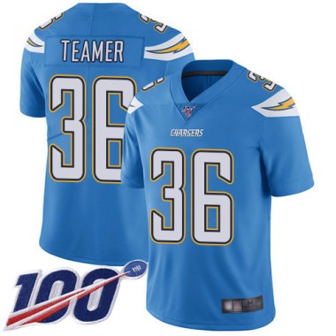 Los Angeles Chargers NFL Football Roderic Teamer Electric Blue Jersey Men Limited #36 Alternate 100th Season Vapor Untouchable->los angeles chargers->NFL Jersey